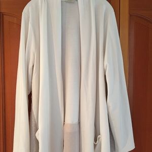 Long jacket with trim beige and tan casual